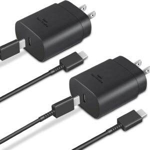 GUUSMART Type C Charger 2-Pack 25W Type C Fast Charging Block with 6ft USB C Charger Cable Compatible with Galaxy S26 S25 S24 S23 S22 S21/Phone 17/16/16 Pro Max/15/15 Pro Max/15 Plus-Black